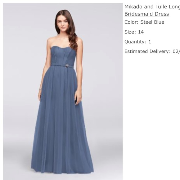 steel blue floor length dress
